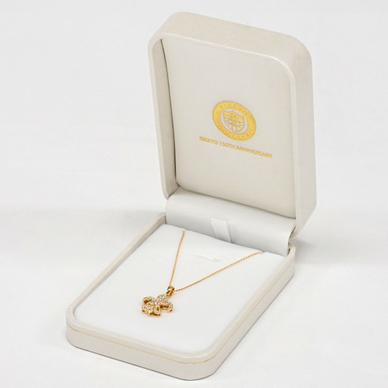 値上げ前 K14 チャーム ネックレス 百合 アンティーク 約2.44g K18 ダイヤモンド ペンダントネックレス（ユリ）【立教学院150周年