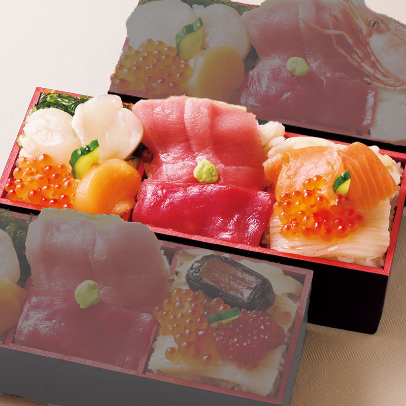 ［寿司料理 谷ふじ］三海物語II（函館サーモン・いくら・イカソーメン）