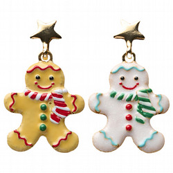 2025 クリスマスチャリティピンバッジ「ジンジャーマンクッキー」（ベージュ＆ホワイト）