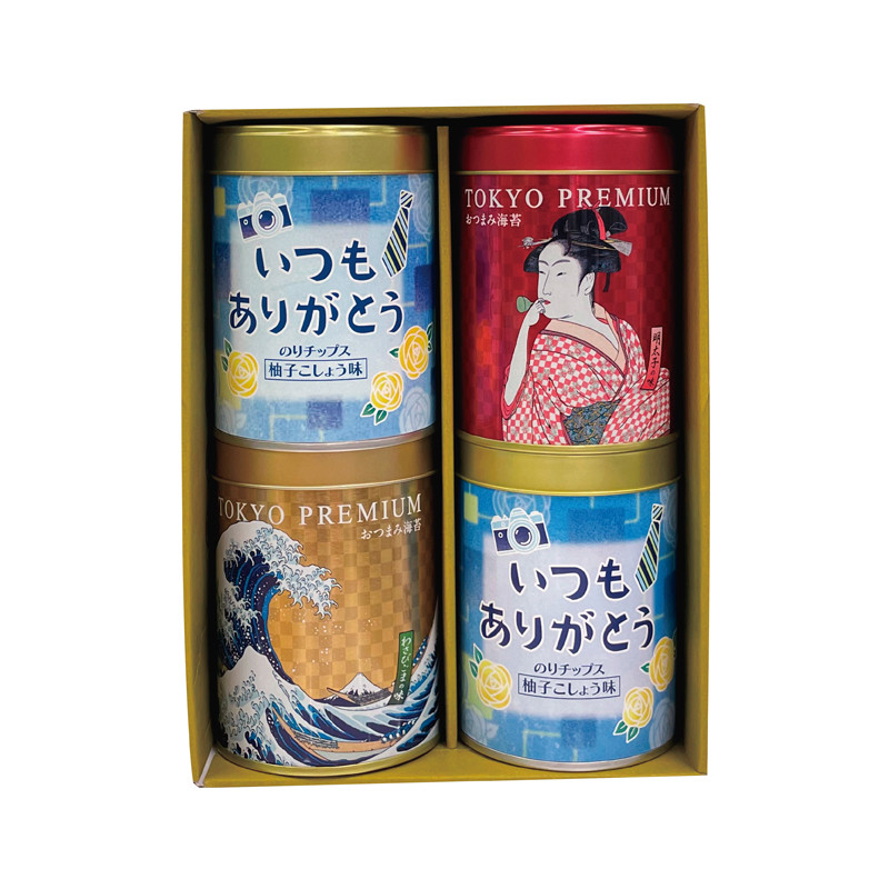 ［山本海苔店］父の日デザイン掛け紙付　父の日のりチップス4缶詰合せ