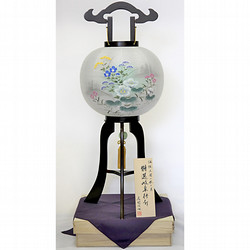 【東武オリジナル限定品】［お仏壇のはせがわ］提灯 大内行灯＜二重晏華11号［芙蓉に桔梗］＞〔一般価格のみ〕