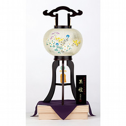 【東武オリジナル限定品】［お仏壇のはせがわ］提灯 大内行灯＜二重黒檀10号［菊に桔梗・山水］＞〔一般価格のみ〕
