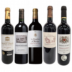 ⑦［リカーショップ］ボルドー地方 2015年 バックヴィンテージ 赤ワイン 5本セット