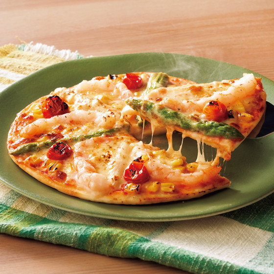 【2週目限定】［八雲イタリアンピアット］ホワイト＆グリーンアスパラ ボタンエビ 彩り野菜リコッタチーズピッツァ