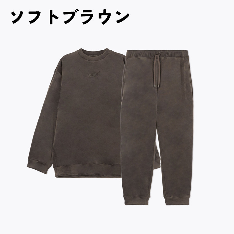 ［TENTIAL］BAKUNE ベロア ユニセックス 上下セット（長袖クルーネックシャツ・ロングパンツ）