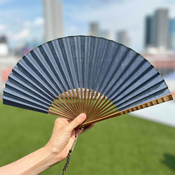 ［保赤軒］扇子 段削り 青