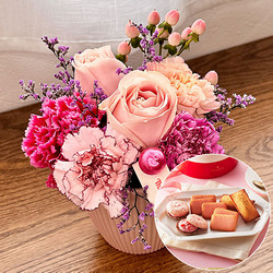 ［リンクフローリスト］ピンクパープルアレンジ＆［アンテノール］苺のクリームサンド アソート（M）【送料込み】