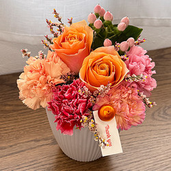 ［リンクフローリスト］オレンジピンクアレンジ【送料込み】