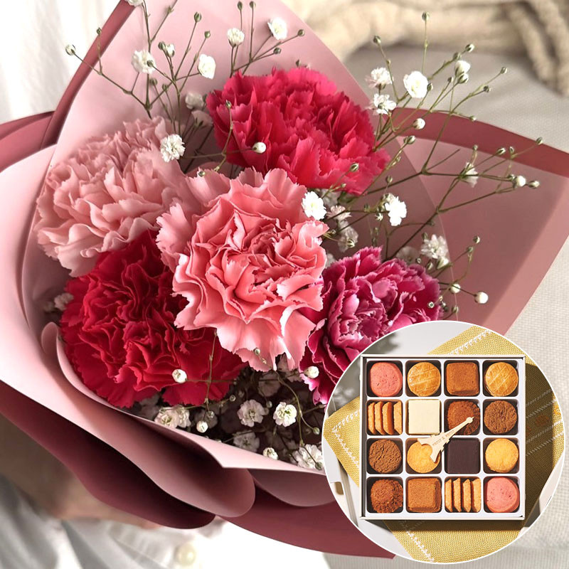 ［リンクフローリスト］フラワーブーケ＆［アンリ・シャルパンティエ］プティ・タ・プティ Mボックス【送料込み】