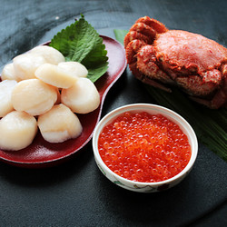 【年内配送】［カネコメ田中］北海道産・毛ガニ＆ホタテ貝柱＆いくら醤油漬【送料込み】