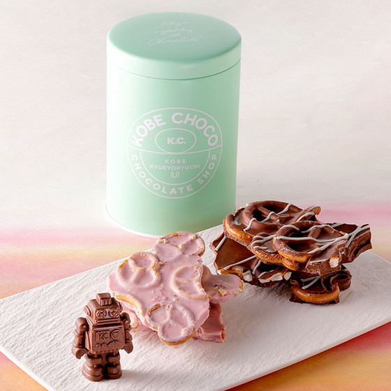 神戸チョコ］プレッツェル＆ロボチョ グリーン缶 - 2026バレンタインお