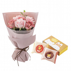 ［ホシファーム］フリルブーケ ニュアンスピンク ８本＆ アニマルドーナツ２個入【送料込み】