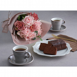 ［ホシファーム］フリルブーケ ニュアンスピンク ８本＆銀座千疋屋 銀座チョコパウンド【送料込み】