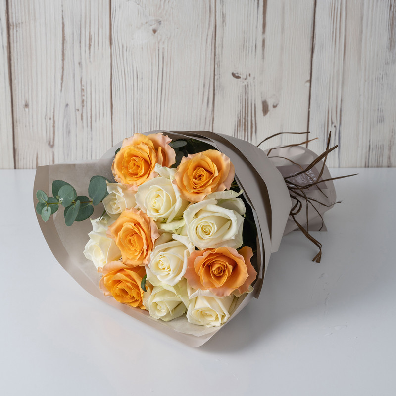 ホシファーム］フリルブーケ ホワイトオレンジ 12本【送料込み