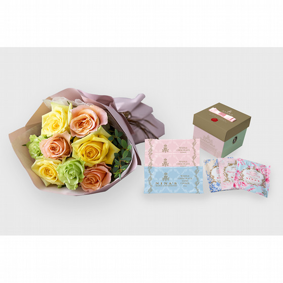 ホシファーム］フリルブーケ8本パッション＆ニナスシークレット