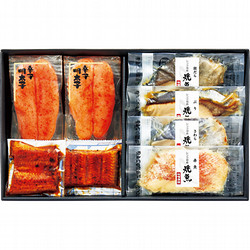 〈美飾遊膳〉明太子とレンジ対応鰻蒲焼・焼魚詰合せ