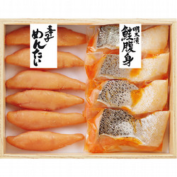 〈福さ屋〉無着色明太子・鮭腹身明太漬詰合せ