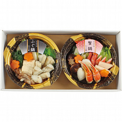 〈京・料亭 わらびの里〉ふぐと蟹の味わい鍋（2人前鍋×2種）