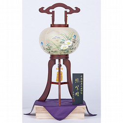 【No.54701D】［お仏壇のはせがわ］提灯 大内行灯＜二重総紫檀10号［芙蓉に桔梗］＞〔ご優待価格〕