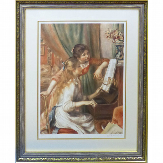 ピエール＝オーギュスト・ルノワール「ピアノに寄る娘たち」リトグラフ・複製版画