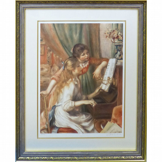 ピエール＝オーギュスト・ルノワール「ピアノに寄る娘たち」リトグラフ・複製版画