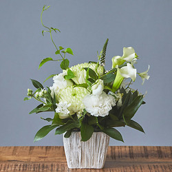 ［D.STYLE flowers（ディー・スタイル フラワーズ）］＜お供え生花アレンジメント＞白×グリーン（Sサイズ）