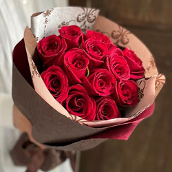 ［リンクフローリスト］プレミアムローズ（大輪）赤薔薇 12本のバラの花束【送料込み】
