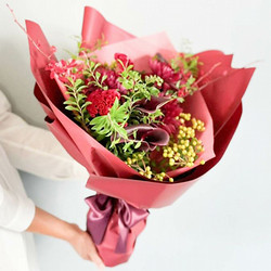 ［リンクフローリスト］フォーマルギフト花束赤系【送料込み】