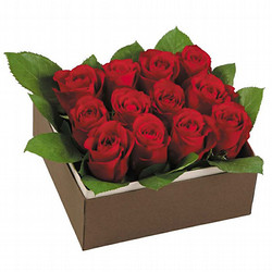 ［リンクフローリスト］ローズBOXアレンジL 赤【送料込み】