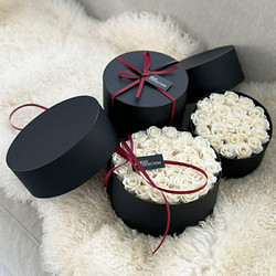 ［リンクフローリスト］プリザーブドフラワー ホワイト エターナルローズBOX M【送料込み】