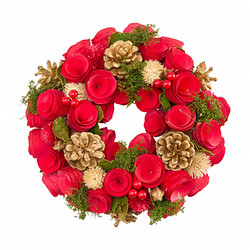［リンクフローリスト］クリスマスリース　レッドグリーンS【送料込み】