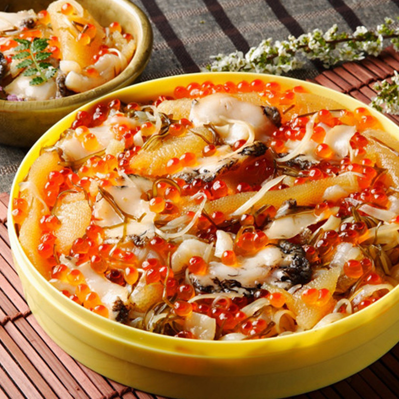 【送料込み】北海道蝦夷あわび・いくら・帆立松前漬