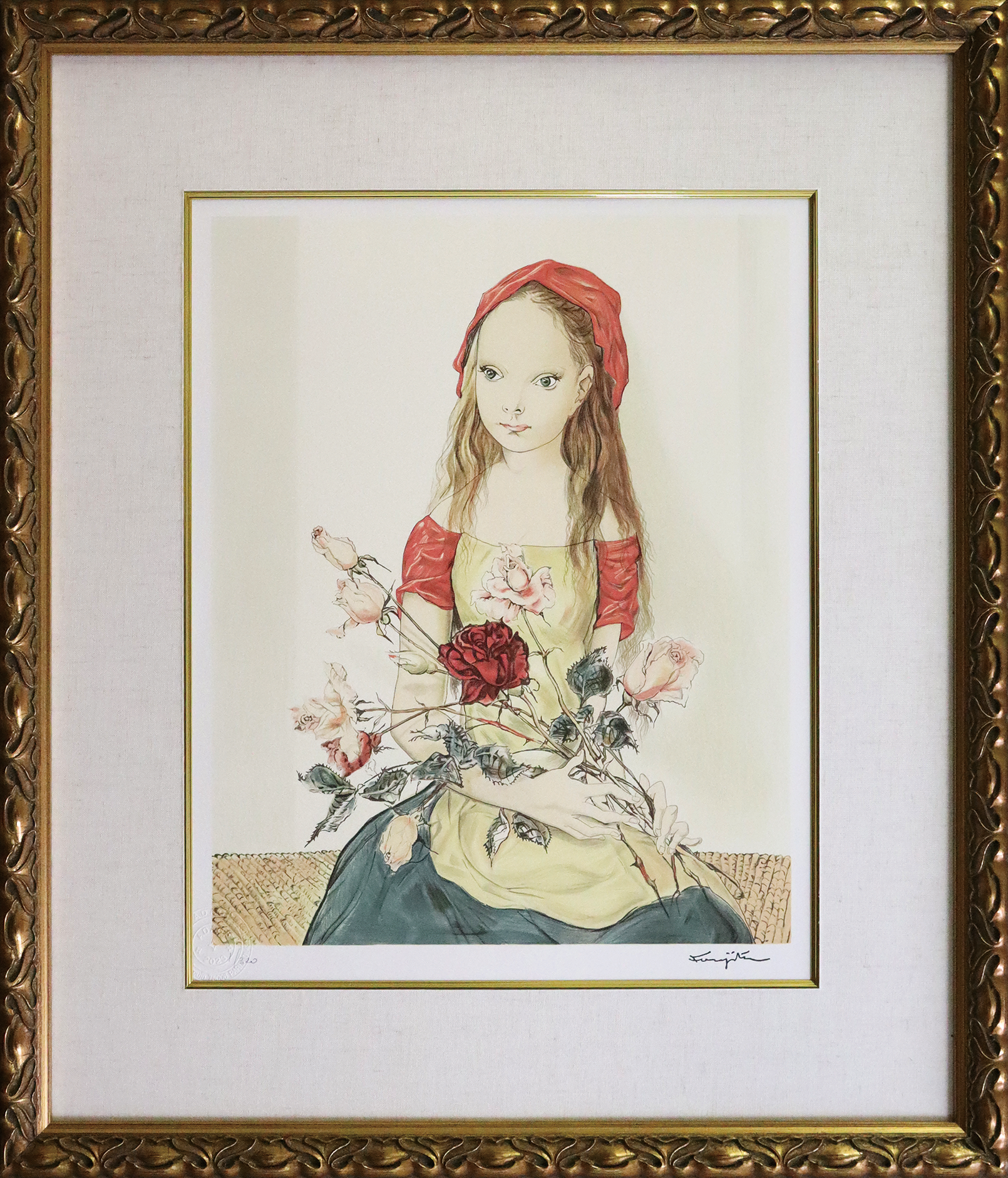 藤田嗣治　薔薇を持つ少女