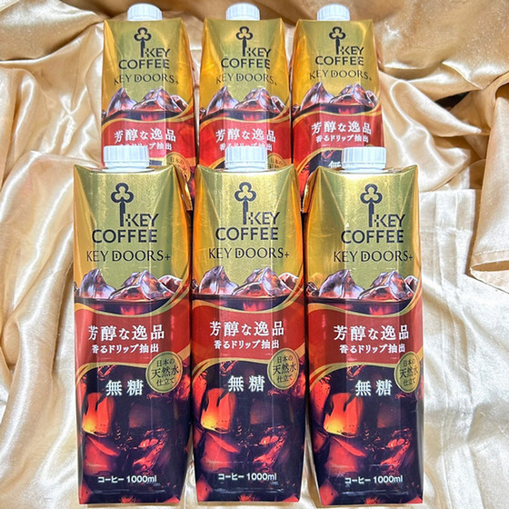 キーコーヒー］KEY DOORS+ リキッドコーヒー 無糖 1L×6本 - 東武の食品