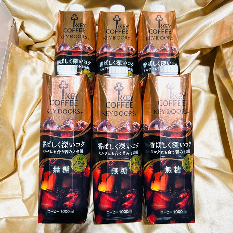 キーコーヒー］KEY DOORS+ リキッドコーヒー 深いコク 無糖 1L×6本