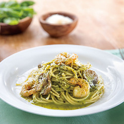 ［北野エース］洋麺屋ピエトロ 海老とマッシュルームのバジルクリーム 