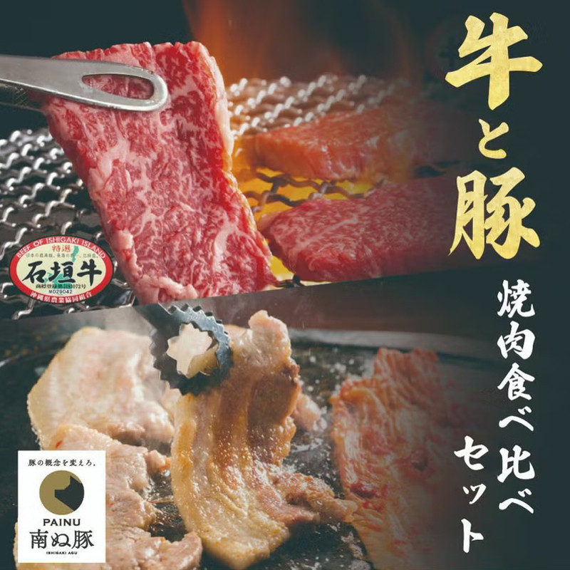 石垣牛と南ぬ豚の焼肉食べくらべセット 小【送料込み】